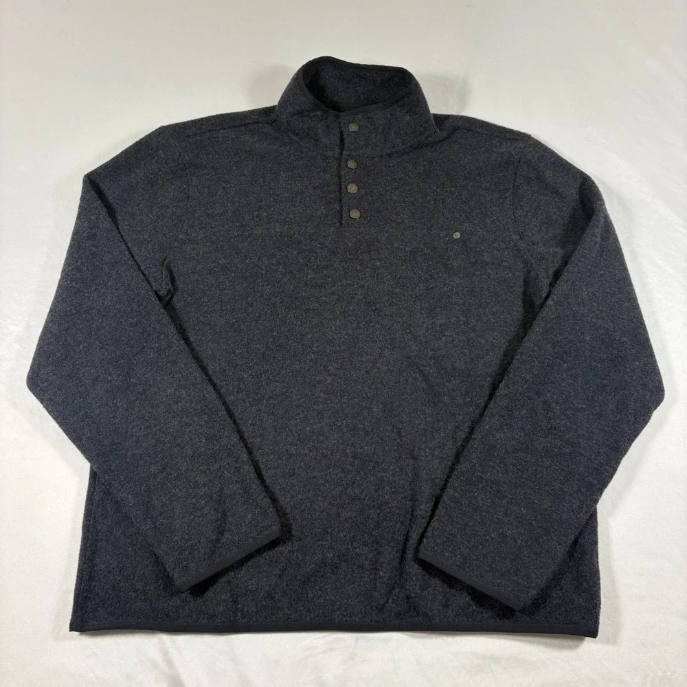 Vuori Men's XL Wool Blend Snap Mock Neck Snap Button Navy Blue Pullover Outdoor